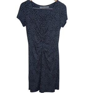 Athleta Black Blue Floral Cinched Short Sleeve Dress Women Size M